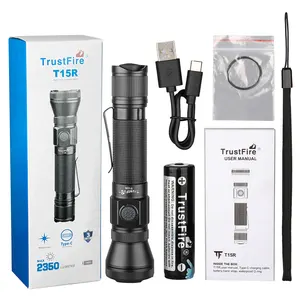 TrustFire T15R 2000 Lumen torcia tattica impermeabile USB C torcia 18650 ricaricabile