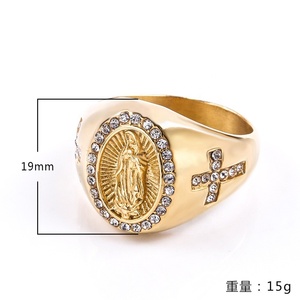 Europa En De Verenigde Staten Retro Hiphop Roestvrij Staal Ring De Maagdelijke Mary Diamant Heren Titanium Stalen Ring Dm 680 - Product Image 2