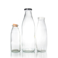 Botol kaca susu kosong transparan, 200ml 250ml 500ml 1 Liter