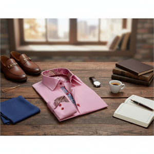 High Quality Men's Casual Formal Shirt 100% Cotton <b>Covered</b> <b>Button</b> - Product Image 3