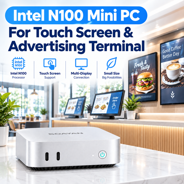 Intel N100 Desktop Mini PC for Touch Screen Self-service Advertising Display Independent Desktop Host Commercial Bulk Supply