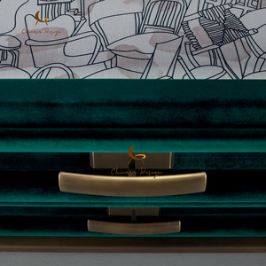 Mesa de Entrada de Diseño Italiano de Alta Calidad, Elegante Consola de Cuero Verde con Cajón - Product Image 2