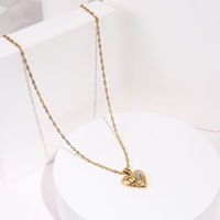 Collier pendentif cœur tendance en acier inoxydable plaqué or 18 carats avec zircon, bijou étanche, cadeau pour femme