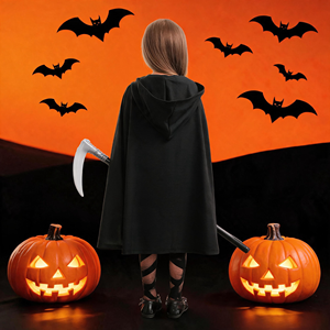 <span class=keywords><strong>Costume</strong></span> da Scheletro <span class=keywords><strong>Strega</strong></span> per Bambini, Set Vestito Spaventoso da <span class=keywords><strong>Bambina</strong></span> con Mantello per Feste a Tema - Product Image 2