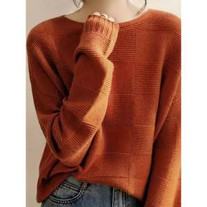 Suéter de cuello redondo con mangas abullonadas fucsia talla S para mujer - Product Image 5