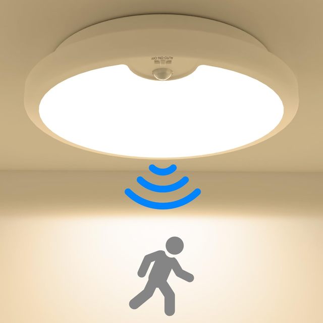 6000K 300LM Indoor White Bath Ceiling Lights Battery Wall Indoor Wireless Light Motion Sensor LED Ceiling Light