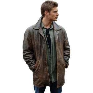 Abrigo de Cuero Genuino para Hombre, Estilo Trench Coat, Piel de Vaca, Largo Medio, Cierre de Botones, Corte Clásico, Estilo Dean Winchester - Product Image 4