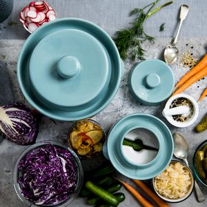 <span class=keywords><strong>Pot</strong></span> de Fermentation en Céramique pour <span class=keywords><strong>Choucroute</strong></span> et Kimchi, avec 2 Poids en Céramique Émaillée, Capacité 2L, Compatible Lave-Vaisselle, Rangement de Cuisine - Product Image 4