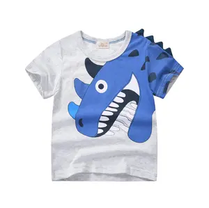 С принтом в виде героя мультфильма для малышей, летняя футболка для стерео с рисунком динозавра для мальчиков, хлопковые топы для малышей, оптовая продажа