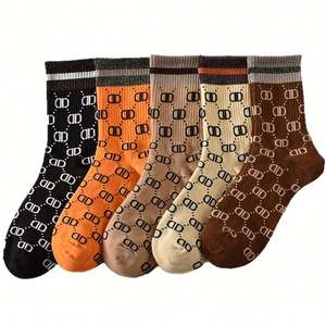 Black Letter European American Fashion Cotton <b>Over</b> <b>Knee</b> Stockings Double D <b>Socks</b> Medium Women Casual Wear <b>Socks</b> - Product Image 5