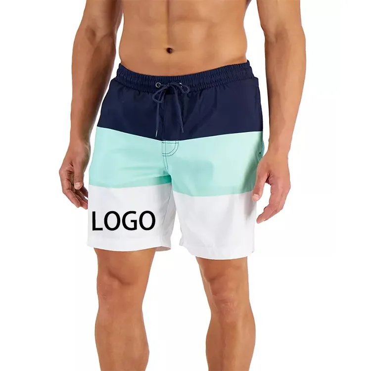 Pantaloncini da bagno elasticizzati personalizzati a 4 vie pantaloncini da spiaggia estivi pantaloncini da bagno elastici in vita pantaloncini da bagno da uomo ad asciugatura rapida con tasca