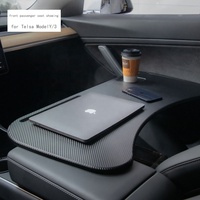 Plateau pliable pour Tesla modèle 3 modèle Y Table de plateau de voiture en Fiber de carbone avec sac de rangement bureau d'ordinateur portable de voiture pour manger Table de voyage