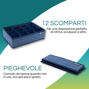 Caja Organizadora de Corbatas de Tela Azul con 12 Compartimentos para Armario o Cajón, 32x22x9cm - Product Image 4
