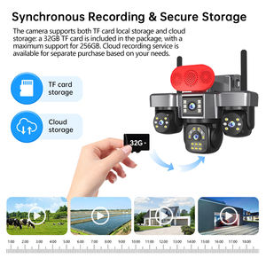 Telecamere di Sicurezza PTZ IP per Esterni con 4 Obiettivi, 4 Schermi, Registrazione 24 Ore, HD 10K 20MP, Scheda SIM 4G, Alimentazione Solare - Product Image 2