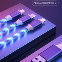 Cable Micro USB Tipo-C de Carga Rápida 2A con Luz Fluorescente LED para iPhone, Computadora e Impresora