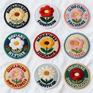 Logo personnalisé patchs de broderie de fleurs de haute précision couture durable fer sur <span class=keywords><strong>tissu</strong></span> PU <span class=keywords><strong>pour</strong></span> chapeaux et vêtements - Product Image 4