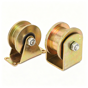Roue à rainure en V avec support, roulement à double rouleaux pour portail coulissant robuste, plaque de base en acier, certifiée CE, OEM disponible - Product Image 3