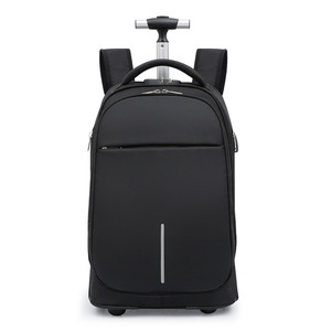 Men's <b>Backpack</b> Extra Large <b>Wheel</b> Business Bag Black And Gray Solid Color Zipper Travel Bag For Business Travel - Product Image 5