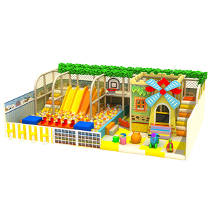 Heavy Duty Enclosed Wooden Soft Barn Green Leaf Theme Land Indoor Playground Equipment for Children Shopping Mall with Net - Product Image 1
