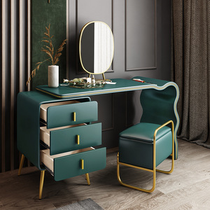 Coiffeuse en bois avec miroir, 3 tiroirs, <span class=keywords><strong>commode</strong></span> de maquillage, meuble de chambre à coucher - Product Image 1