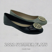 Nouveautés d'été, ballerines plates décontractées en PU bon marché pour femmes, élégantes, à enfiler, souples, plates, solides