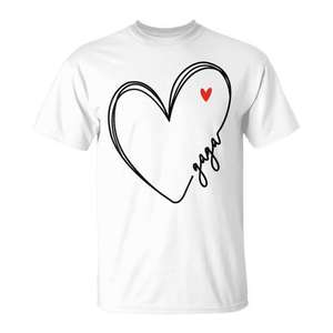 T-shirt Gaga Heart Design pour femmes et filles, col rond en coton blanc - Product Image 1