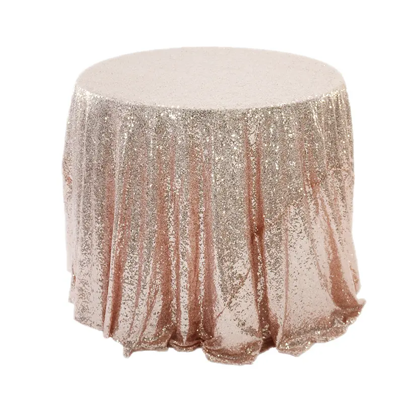 Wholesale Sequin Tablecloths Round Embroidered Table Cloths for Wedding Party Sequin Fabric Square Solid Knitted 100% Sequin