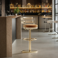 Tabouret de bar en or rose personnalisé chaise pivotante tabouret de bar de restaurant chaise de bar en acier inoxydable hauteur de comptoir de cuisine rotative à 360 degrés