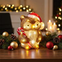 Weihnachtliche Acryl-Eule mit Zuckerstangen-Licht, Wasserdichte LED-Außenbeleuchtung für Heimdekoration und Geschenke