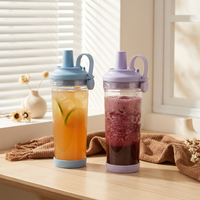 Gobelet écologique en Tritan avec large ouverture pour boire du Bubble Tea, poignée magnétique portable et paille BOBA pour usage extérieur