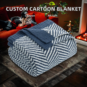 Wholesale Custom Logo Striped <b>Personalized</b> Woven Jacquard 100% Polyester Anti-Pilling Four Seasons Tapestry <b>Blanket</b> - Product Image 2