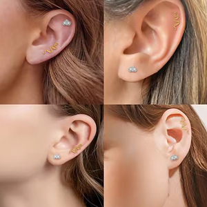 Boucles d'oreilles clous en forme de serpent et de couteau plaqués titane pour piercing des lèvres, des oreilles et du cartilage, bijoux de corps G23, bijoux de mode unisexe - Product Image 4