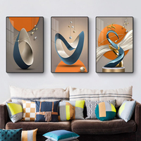 Ensemble moderne de trois tableaux abstraits imprimés sur toile, murale décorative pour salon, paysage mural de luxe en porcelaine de cristal écologique