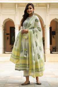 Nouveau costume de style Design exclusif de vêtements de fête en coton longue robe Anarkali de Style indien et pakistanais avec un travail de broderie lourd - Product Image 3