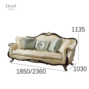 Sofa Gaya Inggris Mewah EKAR Kensington Sovereign |   Perabot Ruang Tamu Ukiran Tangan yang Berhias - Product Image 6