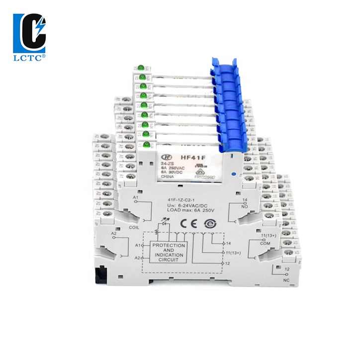 10x HF41F Relaismodul Für Hutschiene – 6A, 5V/12V/24V, Mit LED