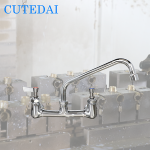 Moderno corpo centrale in ottone cromato rubinetto da bagno a doppia maniglia a 2 fori a parete valvola flessibile acqua calda/fredda <span class=keywords><strong>lavello</strong></span> hotel - Product Image 2