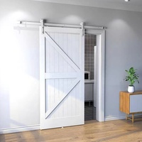 Kit de quincaillerie pour porte coulissante de grange rustique en bois massif blanc de 6,6 pieds, en acier au carbone, capacité de 330 lb, fixation mur/plafond