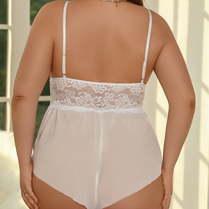 Nouvelle Robe de Nuit Femme Grande Taille 2026 Personnalisable, Lingerie Sexy Transparente Blanche à Bretelles en Dentelle, Une Pièce Séduisante et Économique - Product Image 2