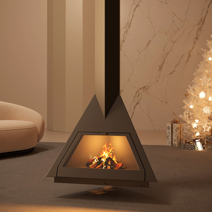 Cheminée suspendue moderne à flamme réelle, verre transparent, chauffage de villa, poêle à <span class=keywords><strong>bois</strong></span> autoportant, <span class=keywords><strong>insert</strong></span> en plaque d'acier - Product Image 5