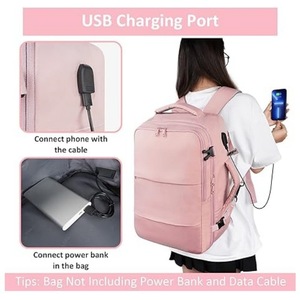 Unisex Waterproof Polyester Travel <b>Backpack</b> with USB Port 20 - 35L Capacity Minimalist Solid Color Street Trend Style - Product Image 2