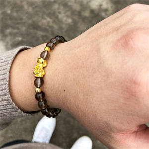 Venta caliente Natural Tiger Eye Stone Crystal Beaded Protection Pulseras Hombres Buena suerte Feng Shui Mantra Gold Pixiu Charm Bracelet - Product Image 2