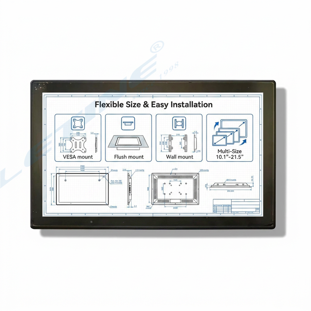 External Panel Mount Industrial Touch Screen Panel Display PC Fanless VESA Mount Computer for Production Line HMI Terminal