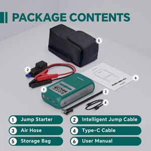 Máy khởi động bình ắc quy Carstel 300A tích hợp bơm lốp 120Psi, đèn pin và màn hình LCD dành cho xe tải & xe máy - Product Image 4