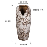 Vase à fleurs en céramique, grand vase de sol en porcelaine, à haute température, style européen et rustique, décoration intérieure, unique