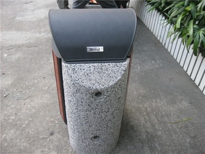 الخرسانة أثاث لمحطات الشوارع في الهواء الطلق خشبية وحجرية سلة القمامة/وعاء - Product Image 4