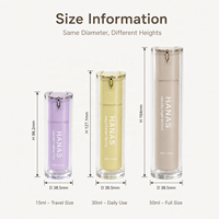 Flacon pompe sans air en PMMA de 15 ml, 30 ml, 50 ml, contenant de luxe pour sérum de soin de la peau, distributeur de lotion cosmétique avec pompe dorée, emballage personnalisé