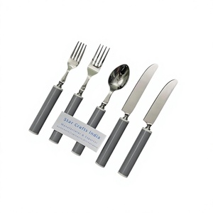 Bone Inlay Handle Steel Flatware Set <b>Mirror</b> Polished Mirrored Steel Cutlery Perfect Tableware Kitchen Set - Product Image 1
