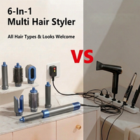 Máquina Multistyler para el Cabello 6 en 1 de Alta Velocidad con Iones Negativos de 110000 RPM, Herramientas de Peinado, Cepillo de Aire Caliente, Secador y Rizador en un Solo Paso