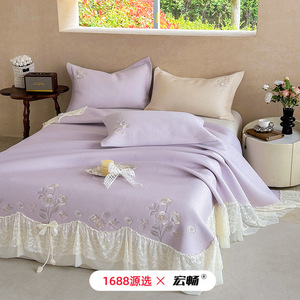 Juego de colchonetas refrescantes de seda helada Hongchang, estilo princesa, para verano, 1.5m, 1.8m, 2.0m - Product Image 3